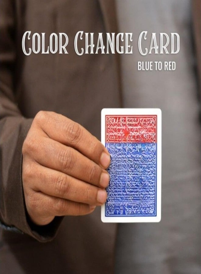 MilesMagic Magician's Color Changing Card Gimmick on Bicycle Rider Back Illusion | Highly Visual Card Trick | for Street Magic or Stage Magic Tricks | Only 1 Card (Blue to Red) - Image 2